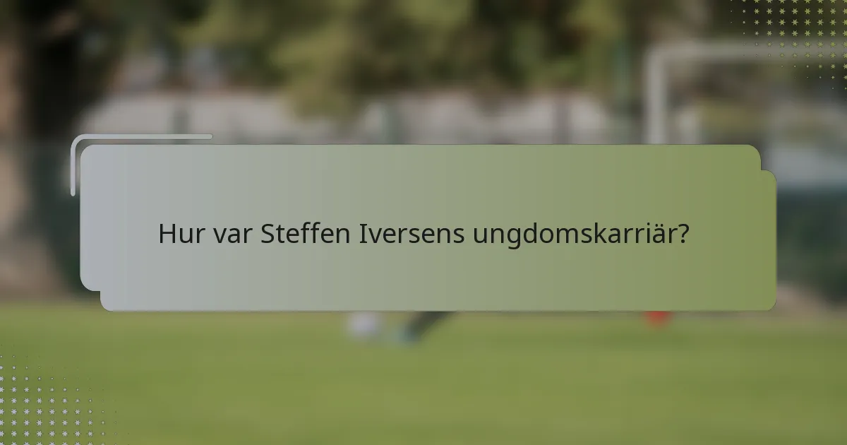 Hur var Steffen Iversens ungdomskarriär?