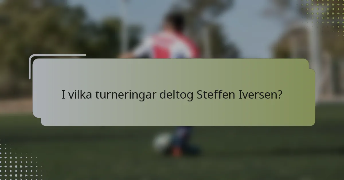 I vilka turneringar deltog Steffen Iversen?