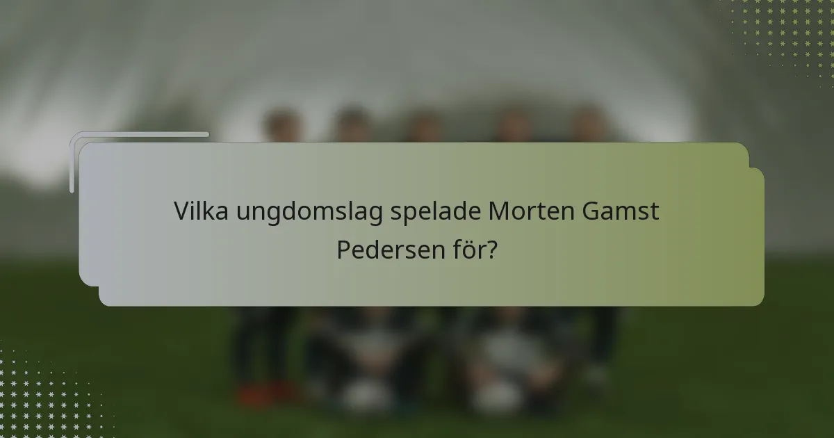 Vilka ungdomslag spelade Morten Gamst Pedersen för?